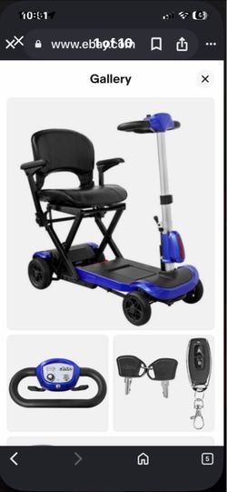 This is a Drive Medical ZooMe Auto-Flex folding travel mobility scooter