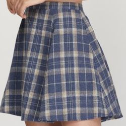 Woven Plaid Flared Skirt 