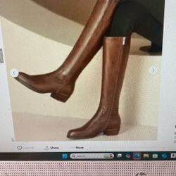 Calvin Klein Women Haydee Waxy Tumbled Leather Boots Walnut 7.5 New 