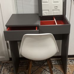 Modern IKEA Vanity, Chair And Area Rug