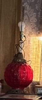 2 Mid Century Ruby Red Lamps
