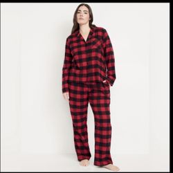 Women’s Black/Red Buffalo plaid Flannel Pajama Set 2x,3x