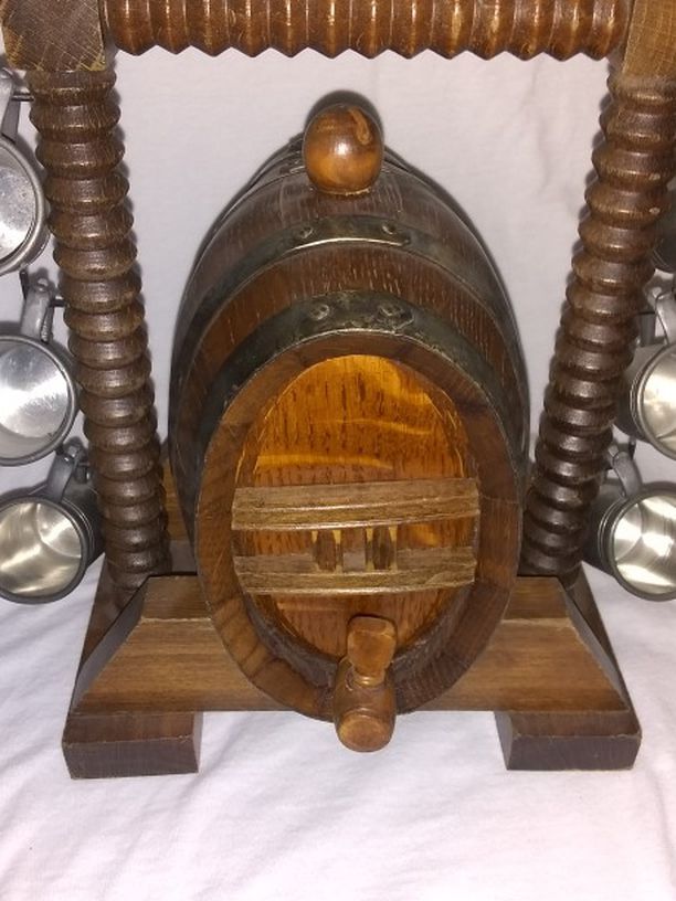 Vintage Wooden Whiskey Barrel Decanter