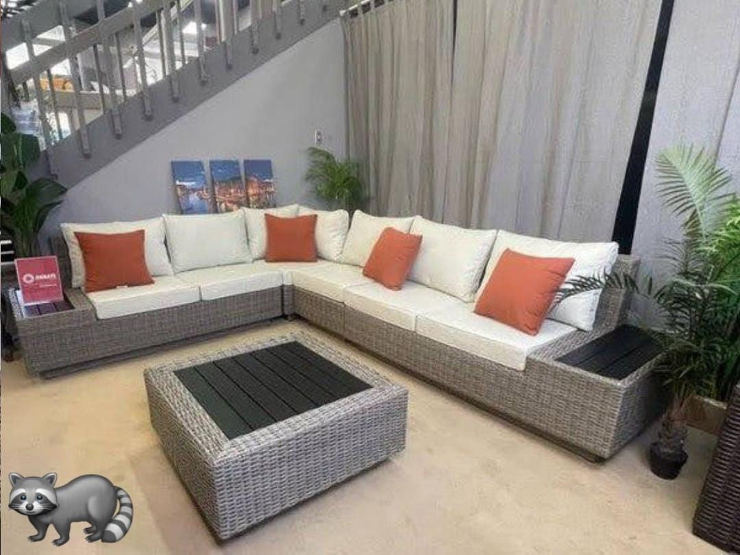 SALENA PATİO OUTDOOR FURNİTURE SECTİONAL SOFA COUCH + COCKTAİL TABLE WİTH İNTEREST FREE PAYMENT OPTİONS 