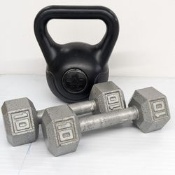 Dumbbells & Kettlebell 30 Lbs. Total