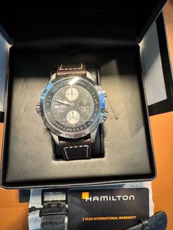 Hamilton watch - Men’s Hamilton Khaki Aviation Black with Brown Leather Band - H(contact info removed)3