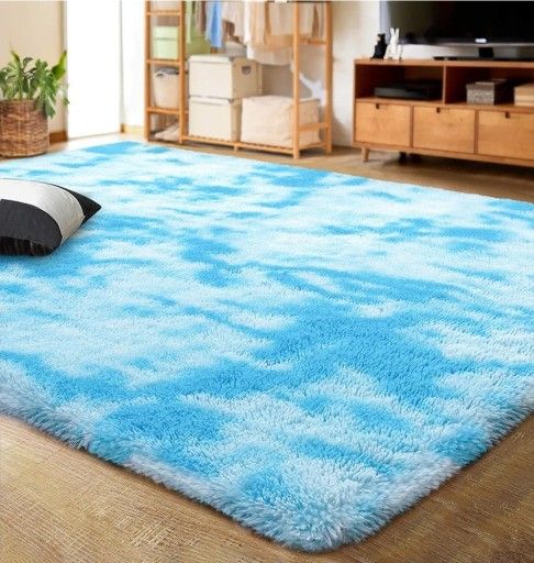 LOCHAS Luxury Fluffy Rainbow Area Rug for Girls Bedroom 4x6, Soft Fuzzy Kids Rugs for Bedroom Boys Playroom, Cute Colorful Tie Dye Princess Carpet for