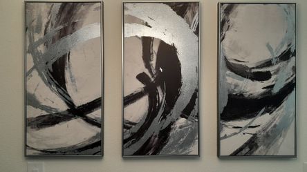 Set of 3 Modern Abstract Framed Wall Art – Excellent Condition