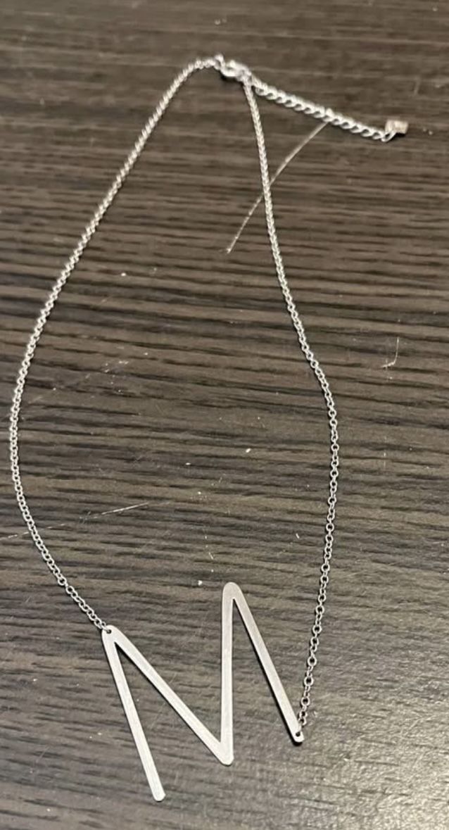Silver M Initial Necklace