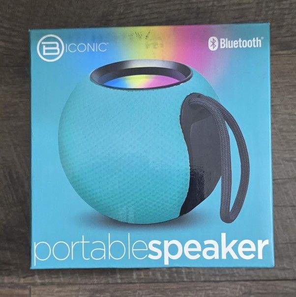 Biconic RoundHandheld Bluetooth Portable Speaker, Blue