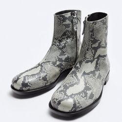 zara snake skin leather mens boots size 11 EUR 44 msrp $199