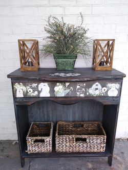 Farmhouse console hall table coffee bar