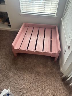Pink Wooden Slatted Dog Bed