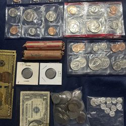 Random Lot Silver Coins Bills 