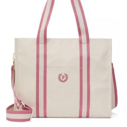 Victoria’s Secret PINK Natural Canvas Crossbody Tote Bag