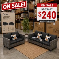 Ovios 2 Pieces Outdoor Patio Furniture All-Weather Sectional Sofa Loveseat for Lawn, Steel Frame