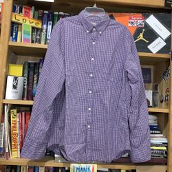 J.CREW-men’s purple plaid ‘QUALITY WOVEN’ cotton long sleeve dress shirt