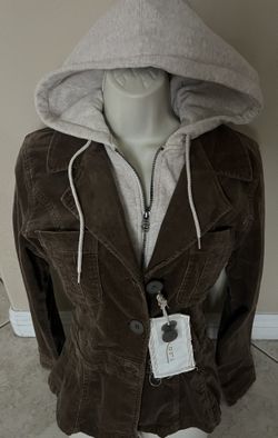 Nori Brown Corduroy Hoodie Lined Jacket NEW Large