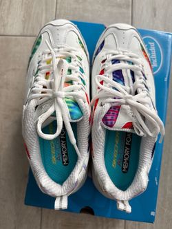 SKECHERS D'Lites Summer Fiesta Memory Foam Leather Lace-Up Sneaker 149015