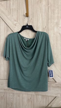 Green Cowl Neck Short Sleeve Top