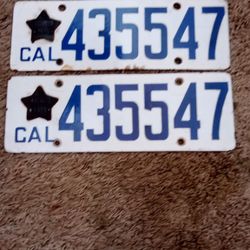 Pair 1919 Porcelain Sheriff License Plate