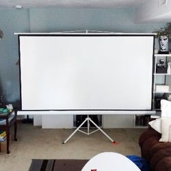 New $60 Tripod Stand 100” Projector Screen 16:9 Ratio Projection Home Theater Movie 87x49” View Area 
