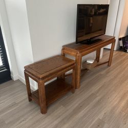 Antique Mid Century Modern Table Set - TV Stand & Side Table 
