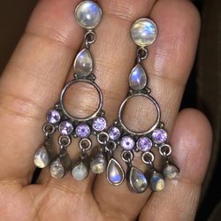 Sterling Silver (Moonstone Earrings)