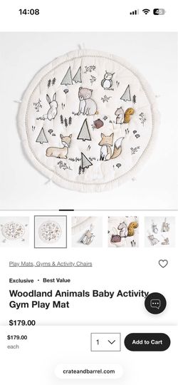 Crate & Kids woodland animals baby play mat
