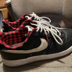 Nike Air Force Ones Red And Black Flannel 