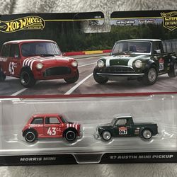Hot Wheels Premium Car Culture Twin 2 Pack Morris Mini &'67 Austin Mini Pickup🔥