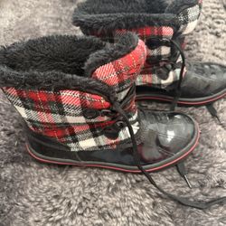 plaid winter boots