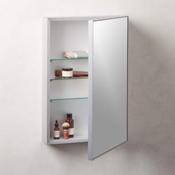 Like new ✨ CB2 Infinity Silver Medicine Cabinet 18"x27"