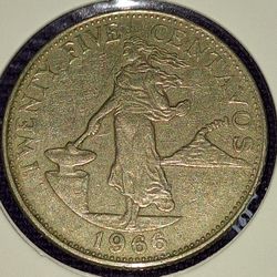 1966 Philippines 25 Centavos Coin
