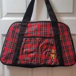 Disney’s Winnie The Pooh Tote Bag Messenger Red Plaid