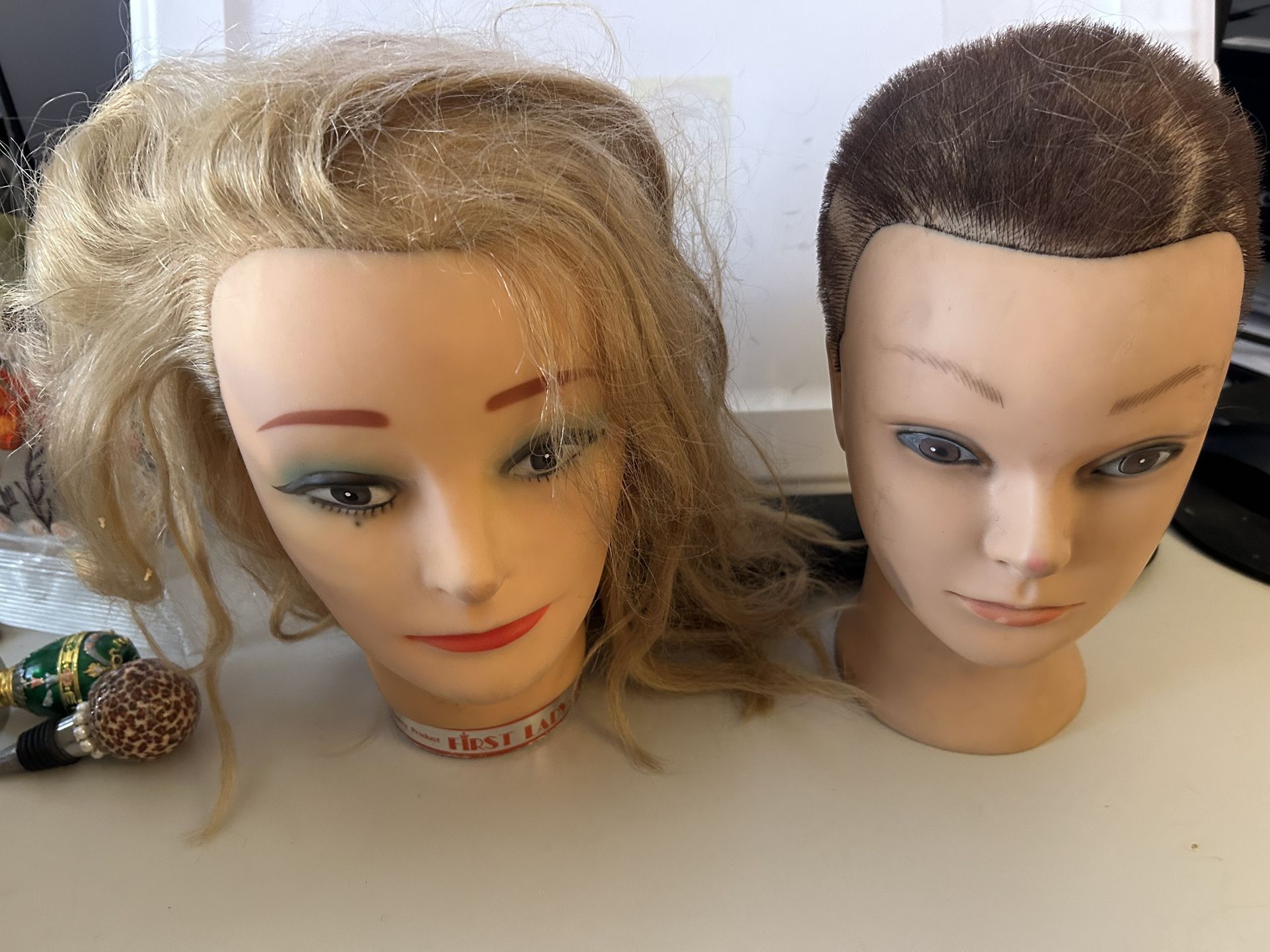 Set Of Two Mannequin Head Haircut Models