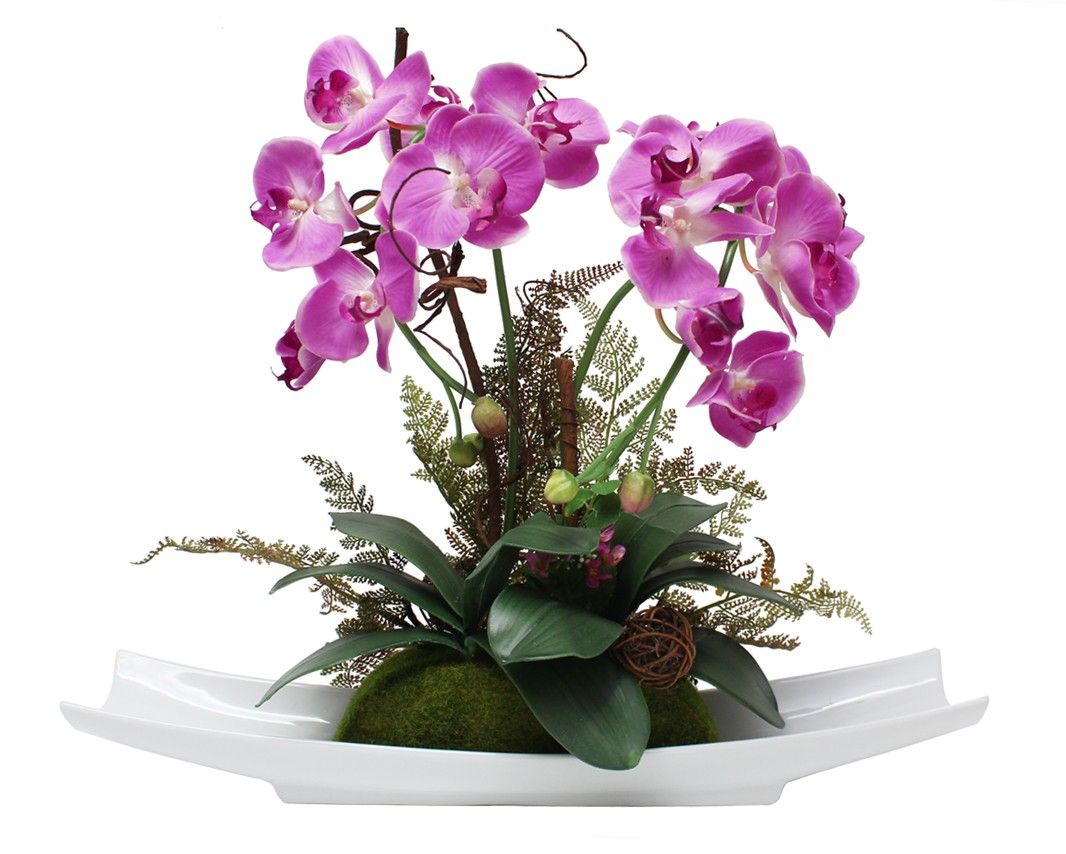 Artificial orchid 18” inches tall, adjustable flexible stem, decorative plant