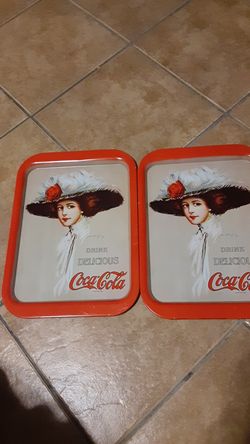 Set of two coke cola Hamilton tray heavy gage metal