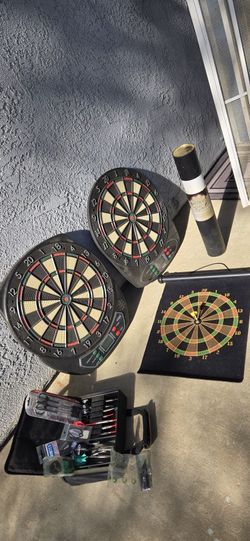 To electronic dart boards and one magnetic dart board, including all the darts in a case