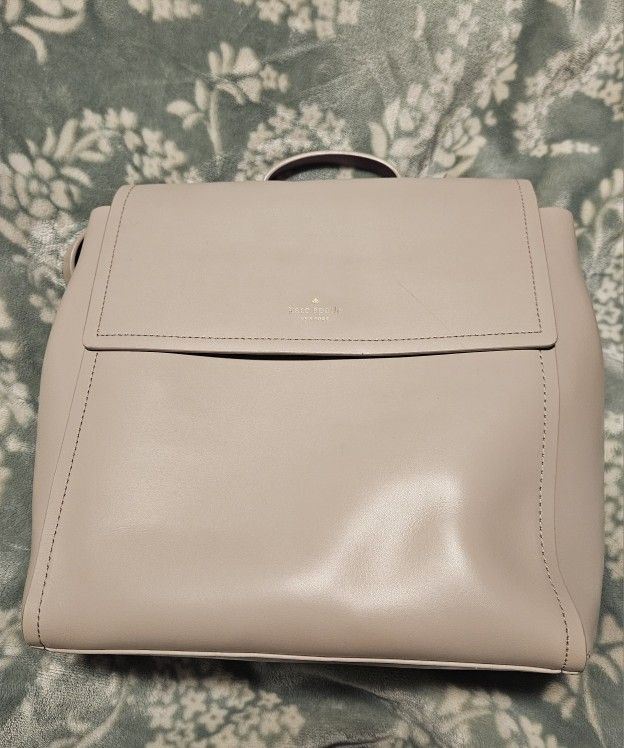Kate Spade Medium Somerville Beige And Pink Smooth Leather Open Flap Backpack