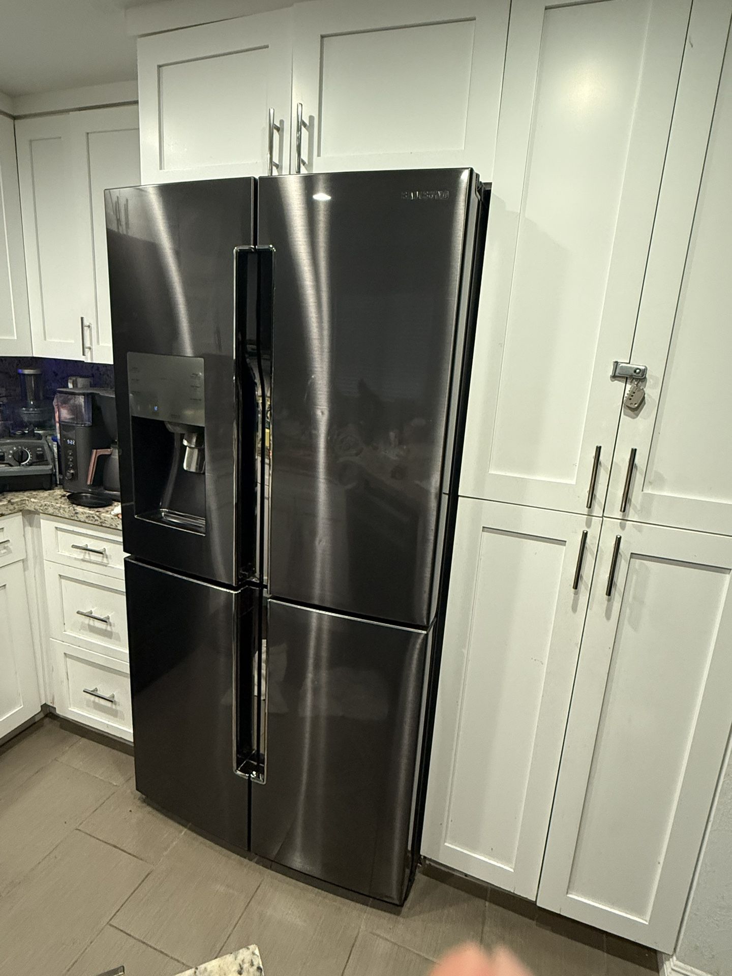 23 cu. ft. Counter Depth 4-Door Flex Samsung Refrigerator with FlexZone in Black Stainless Steel