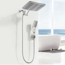 12.2" Rain Shower Head with Handheld Spray Combo, High Pressure Rainfall Shower Head, Height Adjustable Dual Shower Head, Luxury Waterfall Showerhead 
