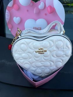 Coach Heart-Shaped Crossbody Bag White Patent