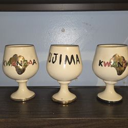  3  Nice KWANZAA   7 " Ceramic  glasses