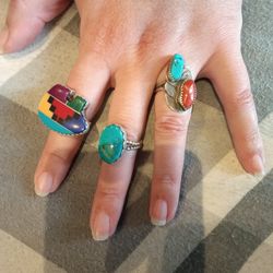 Silver And Opal And Other Beautiful Stones Rings