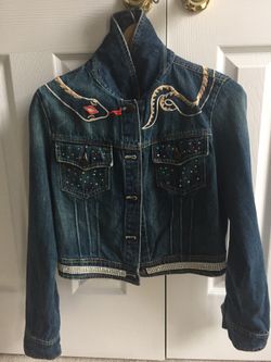 Jean jacket with designs and stones