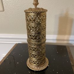 Vintage Hairspray Holder Cover Ornate Gold Hollywood 8”T