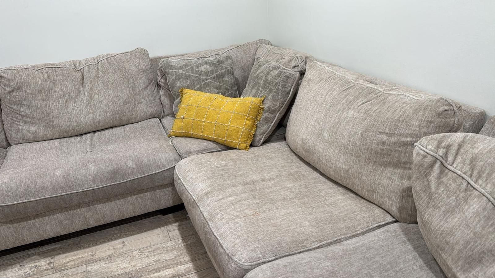 Large Ashley Sectional Good Condition With Ottoman