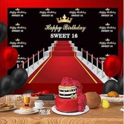 Sweet 16 Red Carpet Birthday Party Backdrop