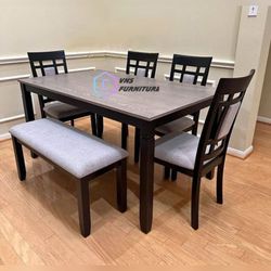 Dinning Table set with Bench 6Pc 